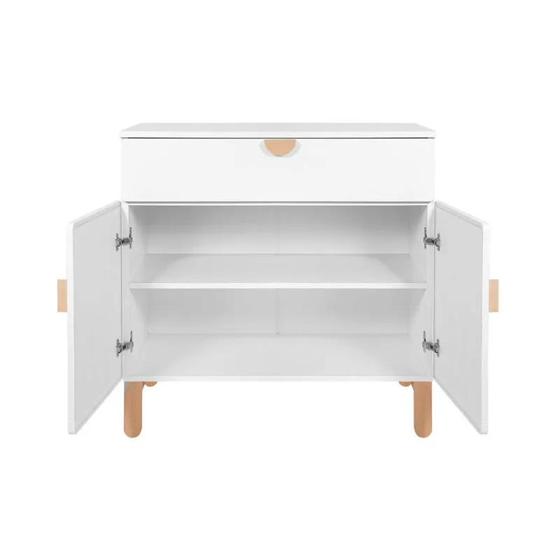 Commode 2 portes 1 tiroir Bellamy Laurie Blanc et bois