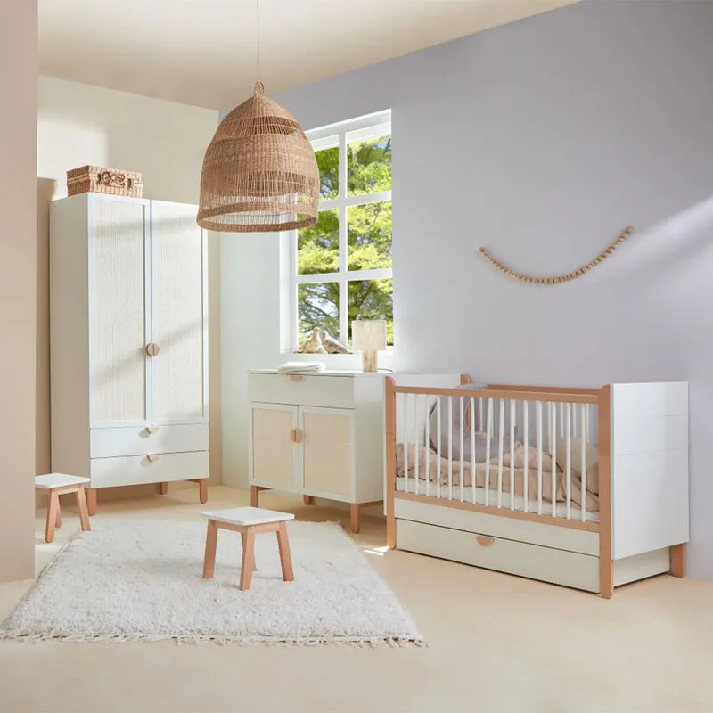 Commode 2 portes 1 tiroir Bellamy Laurie Blanc et bois