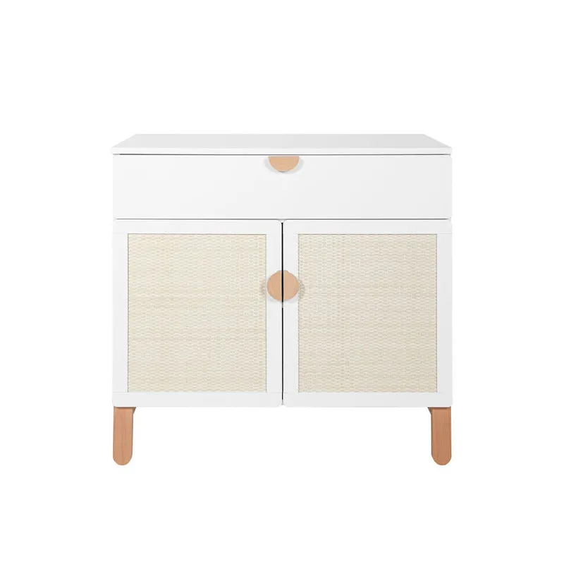 Commode 2 portes 1 tiroir Bellamy Laurie Blanc et bois