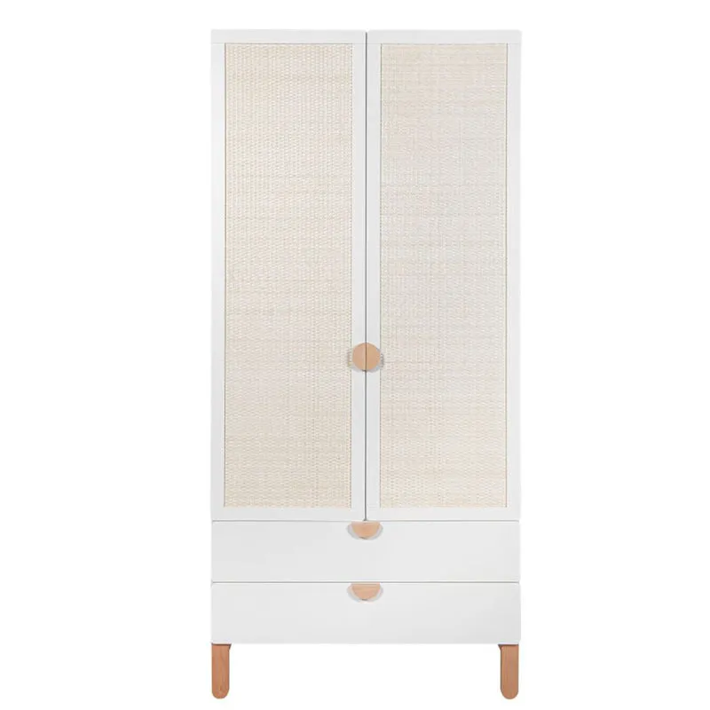 Armoire 2 portes 2 tiroirs Bellamy Laurie Blanc et bois