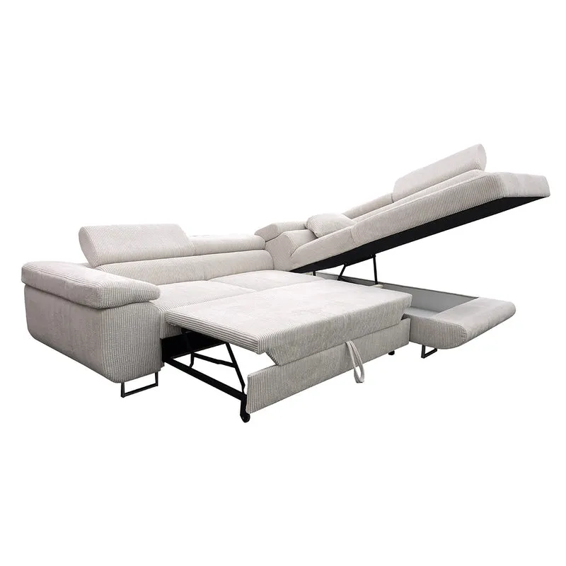 Canapé d'angle convertible droit 4 places coffre Martin velours côtelé Bleu