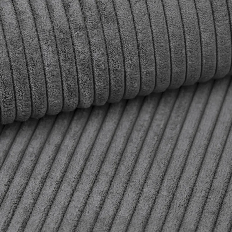 Canapé d'angle convertible droit 4 places coffre Jonas velours côtelé Gris