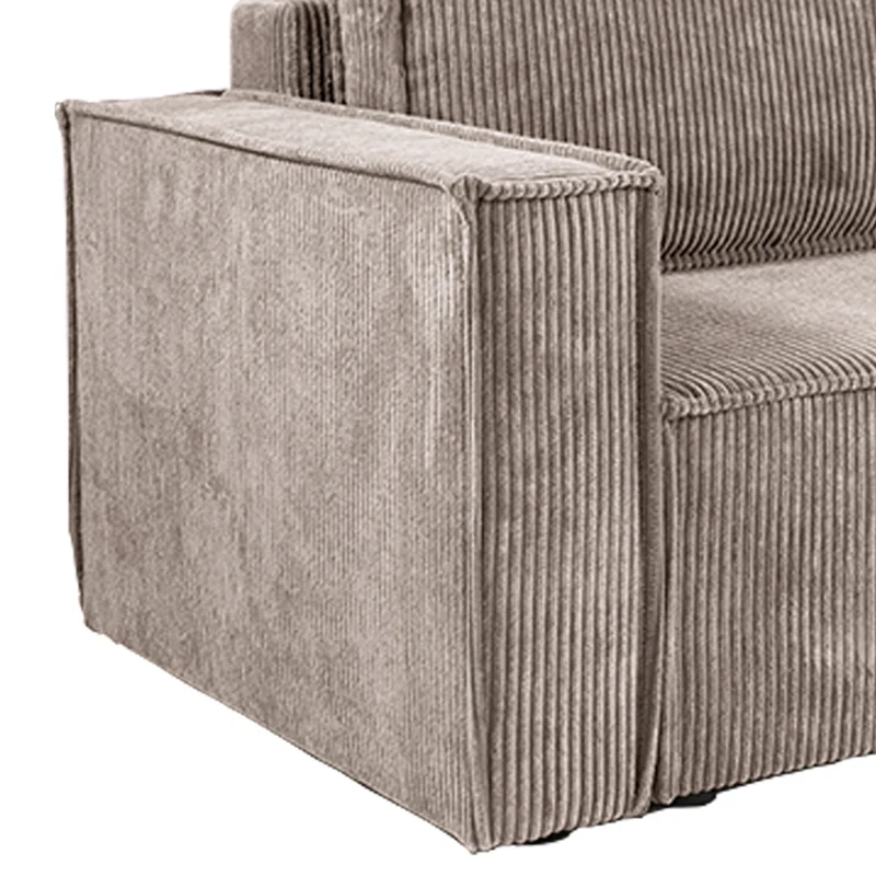 Canapé d'angle réversible convertible 3 places Ezekiel velours côtelé Taupe