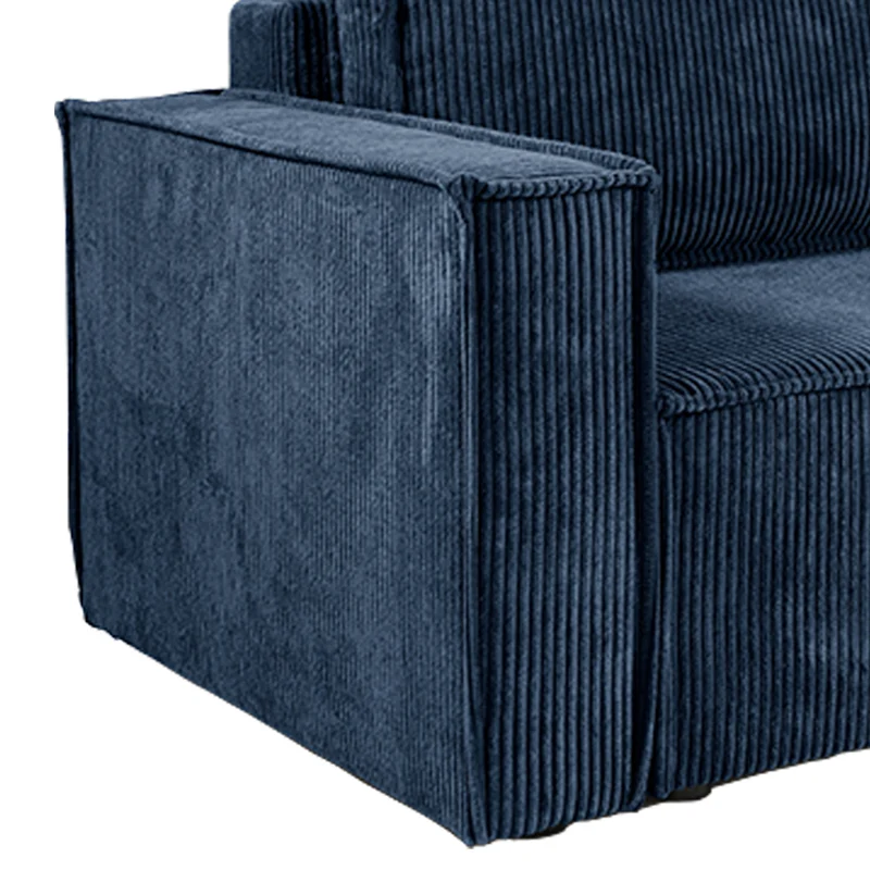Canapé d'angle réversible convertible 3 places Ezekiel velours côtelé Bleu