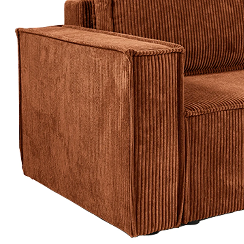 Canapé d'angle réversible convertible 3 places Ezekiel velours côtelé Terracotta