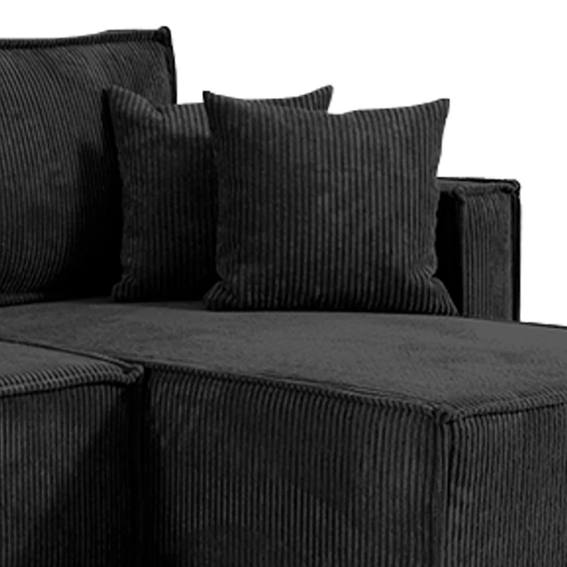 Canapé d'angle réversible convertible 3 places Ezekiel velours côtelé Noir