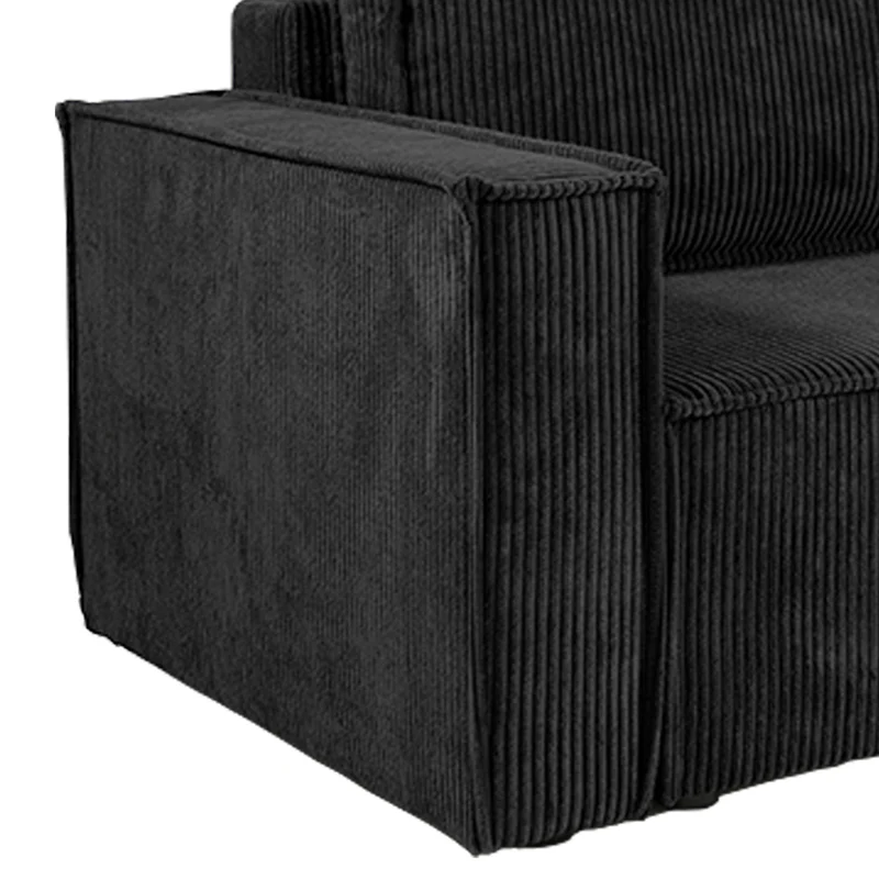 Canapé d'angle réversible convertible 3 places Ezekiel velours côtelé Noir