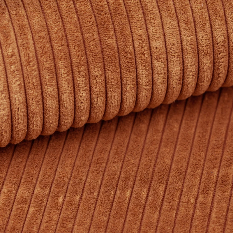 Canapé d'angle réversible convertible 3 places Jimmy velours côtelé Terracotta