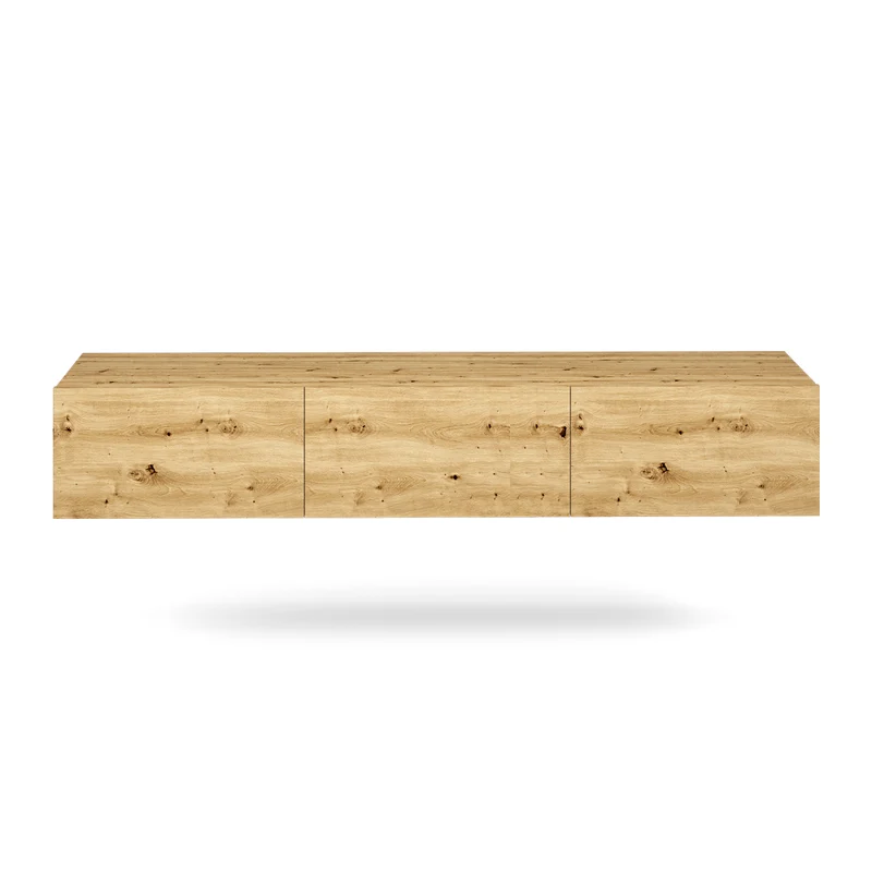 Meuble TV mural 3 portes 180 cm Idao Bois clair