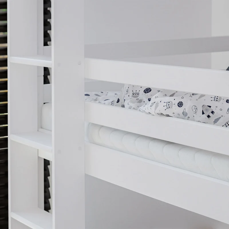 Lit superposé 3 niveaux 90x200 sommier inclus Florent Blanc