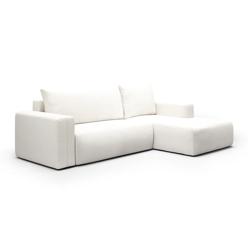 Canapé d'angle convertible droite 3 places coffre Bliss Blanc Cassé