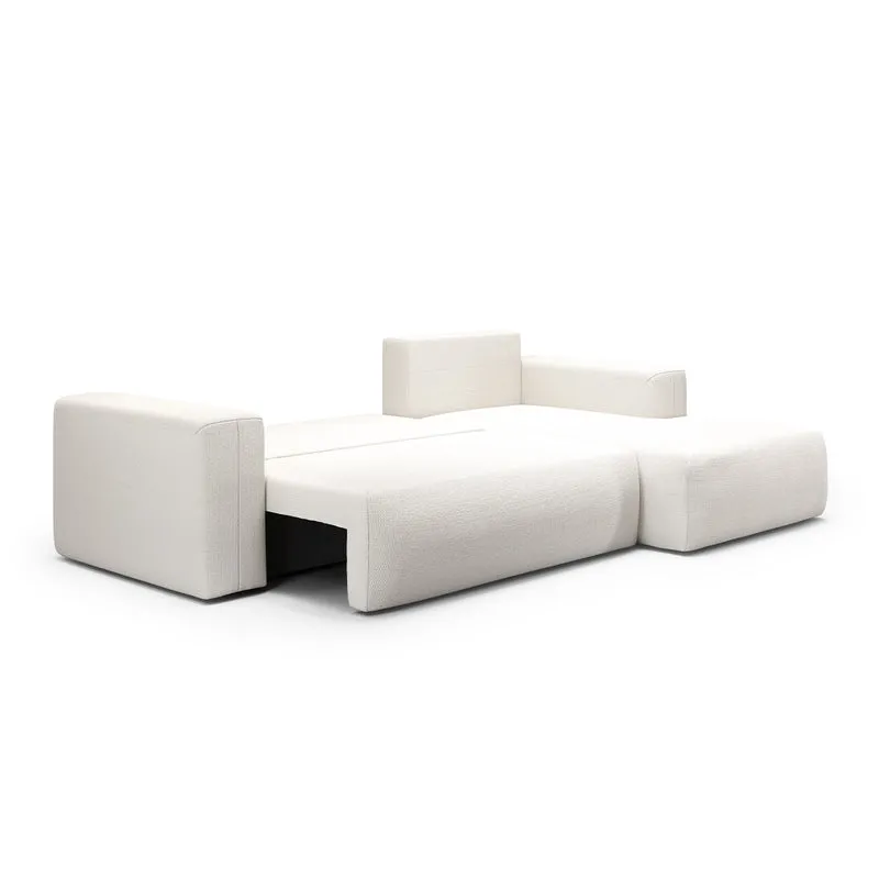 Canapé d'angle convertible droite 3 places coffre Bliss Blanc Cassé
