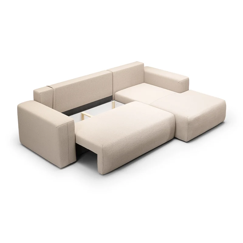 Canapé d'angle convertible droite 3 places coffre Bliss Beige