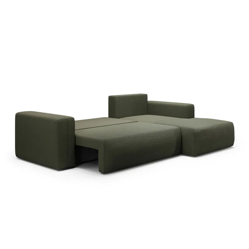 Canapé d'angle convertible droite 3 places coffre Bliss Vert Sapin