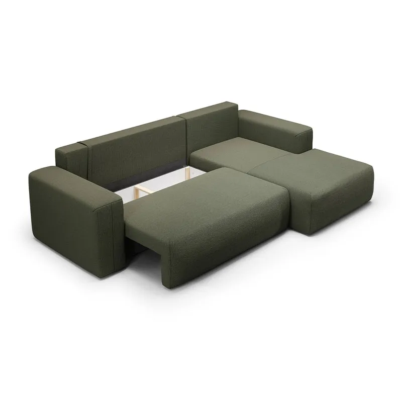 Canapé d'angle convertible droite 3 places coffre Bliss Vert Sapin
