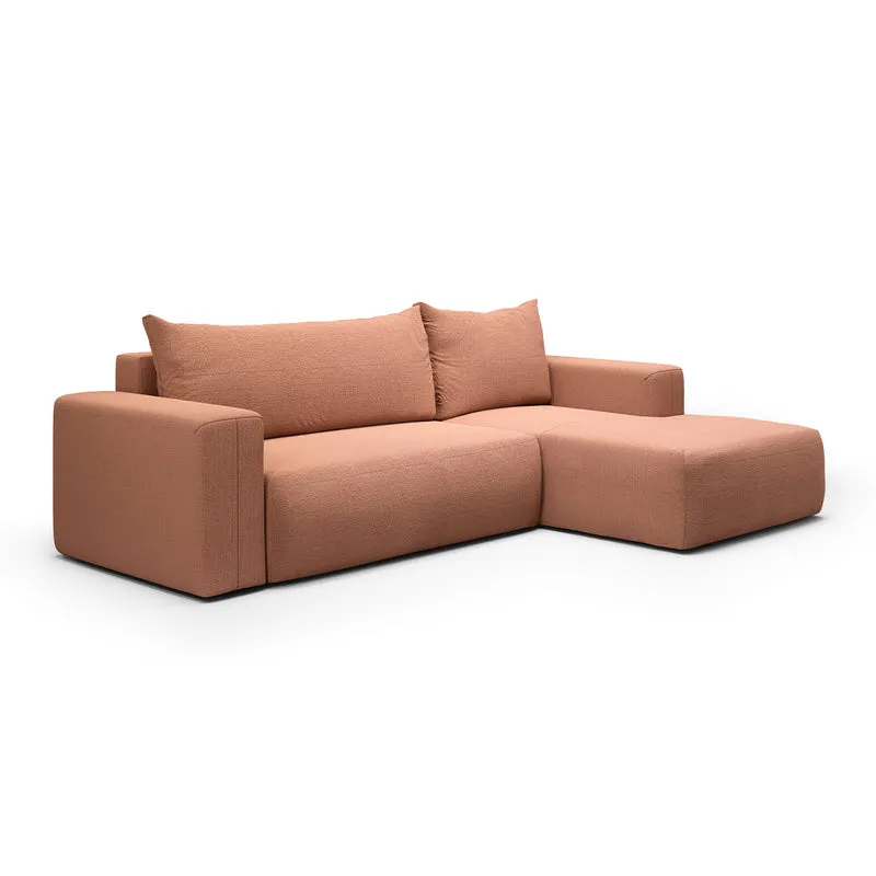 Canapé d'angle convertible droite 3 places coffre Bliss Cuivre