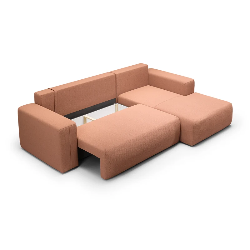 Canapé d'angle convertible droite 3 places coffre Bliss Cuivre