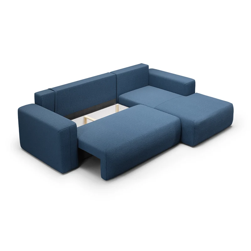 Canapé d'angle convertible droite 3 places coffre Bliss Bleu