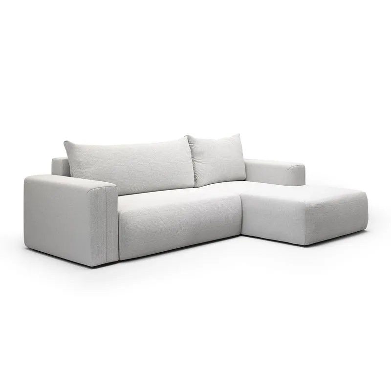Canapé d'angle convertible droite 3 places coffre Bliss Gris clair