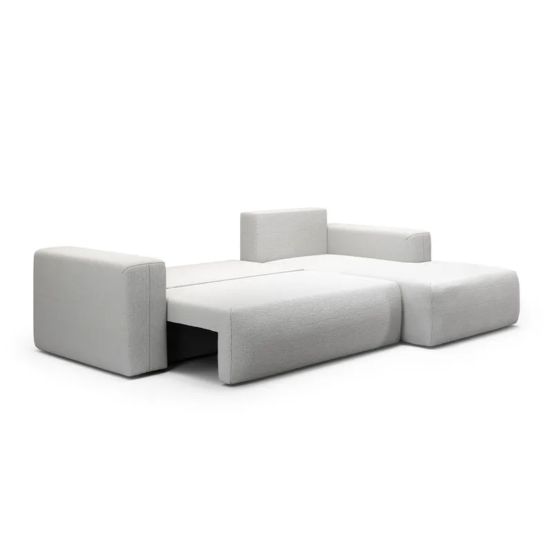 Canapé d'angle convertible droite 3 places coffre Bliss Gris clair