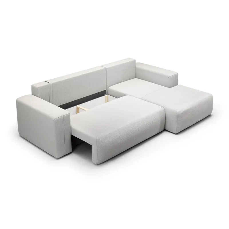 Canapé d'angle convertible droite 3 places coffre Bliss Gris clair