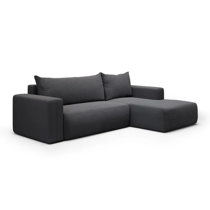 Canapé d'angle convertible droite 3 places coffre Bliss Gris foncé