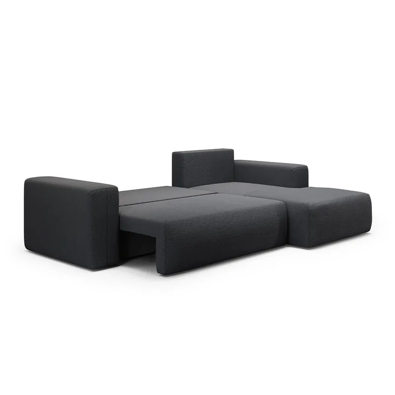 Canapé d'angle convertible droite 3 places coffre Bliss Gris foncé
