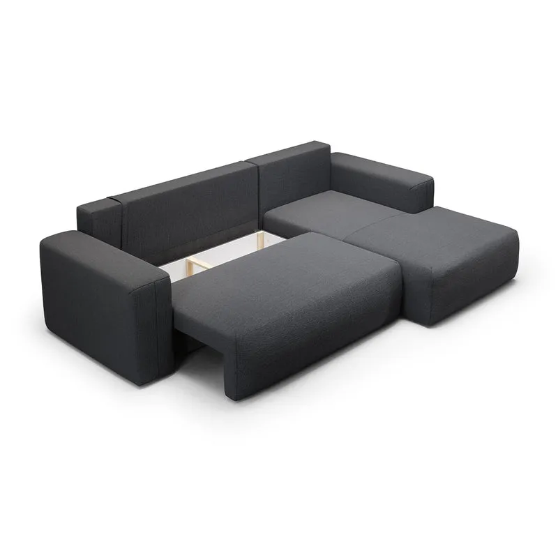 Canapé d'angle convertible droite 3 places coffre Bliss Gris foncé