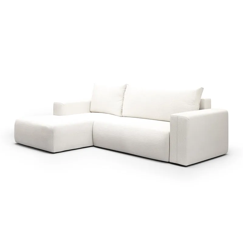 Canapé d'angle convertible gauche 3 places coffre Bliss Blanc Cassé