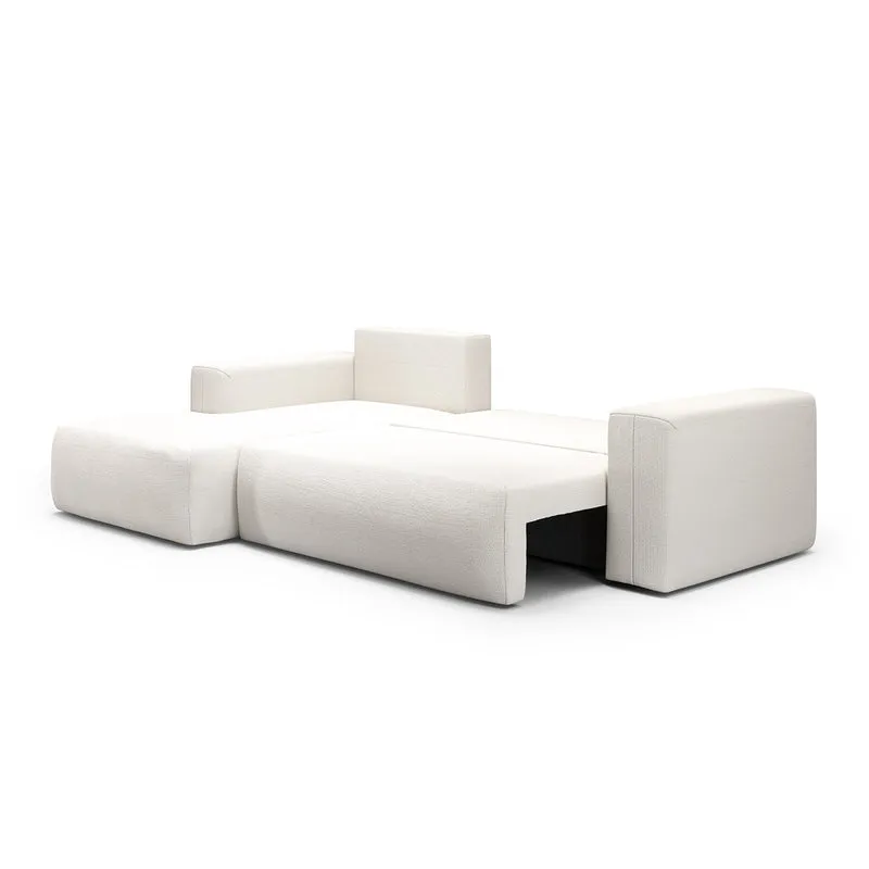 Canapé d'angle convertible gauche 3 places coffre Bliss Blanc Cassé