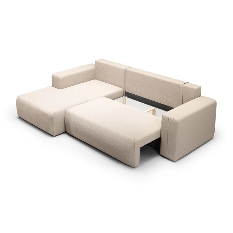 Canapé d'angle convertible gauche 3 places coffre Bliss Beige