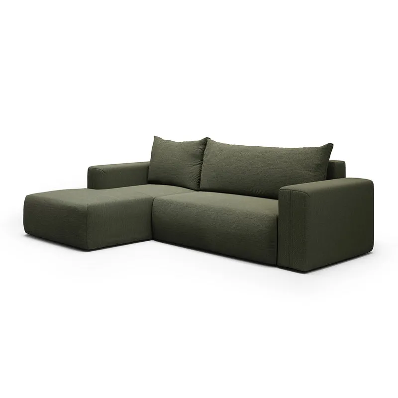 Canapé d'angle convertible gauche 3 places coffre Bliss Vert Sapin