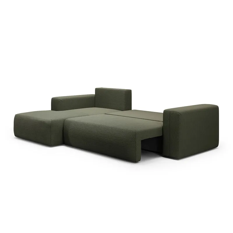 Canapé d'angle convertible gauche 3 places coffre Bliss Vert Sapin