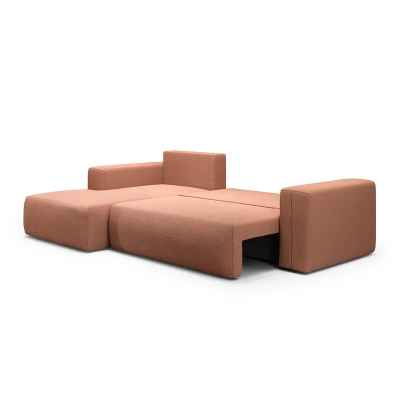 Canapé d'angle convertible gauche 3 places coffre Bliss Cuivre