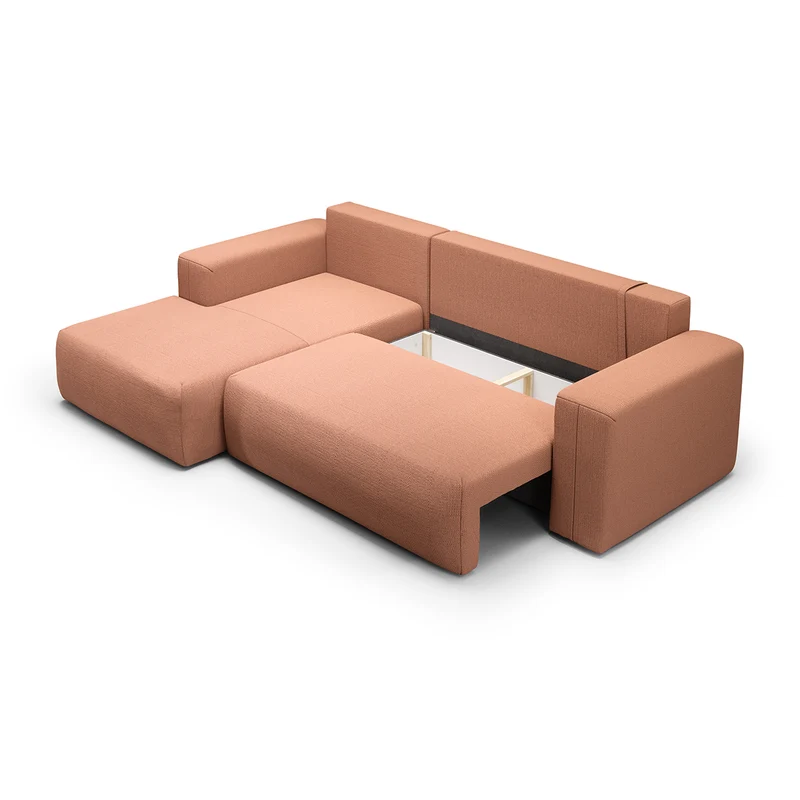 Canapé d'angle convertible gauche 3 places coffre Bliss Cuivre