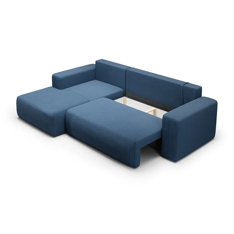 Canapé d'angle convertible gauche 3 places coffre Bliss Bleu