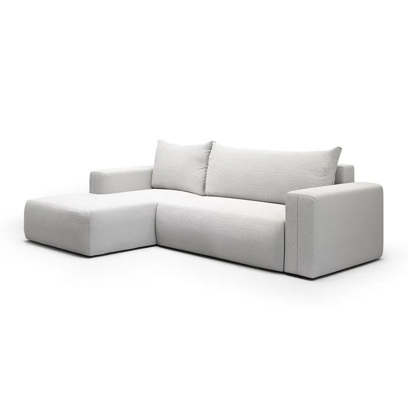Canapé d'angle convertible gauche 3 places coffre Bliss Gris clair