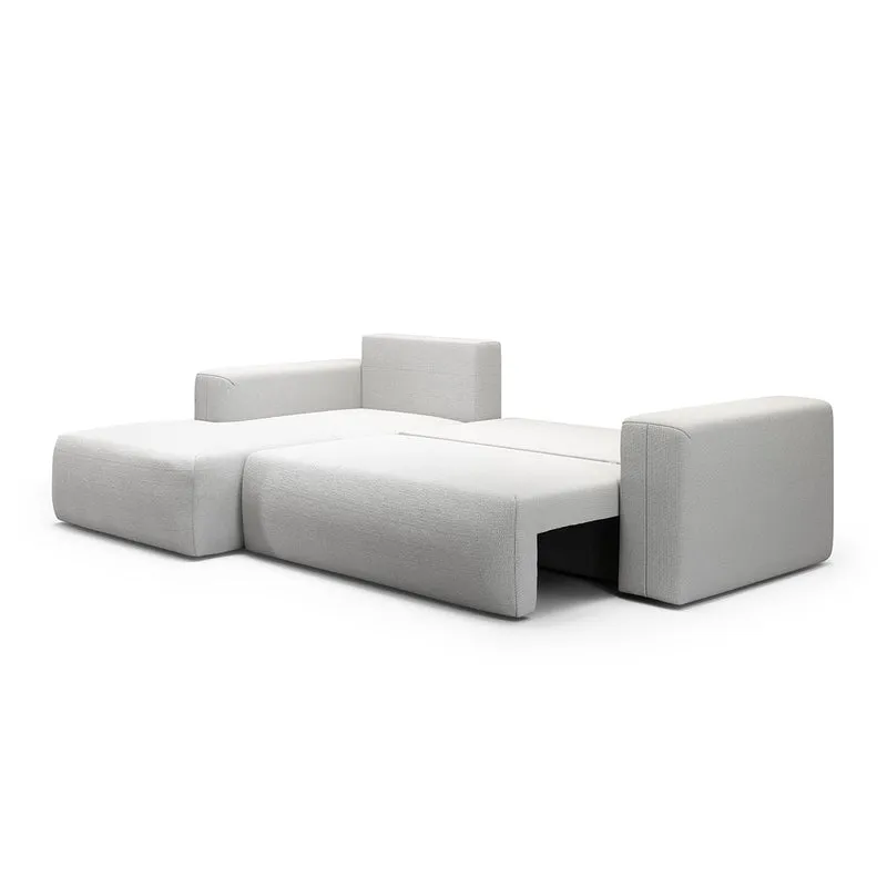 Canapé d'angle convertible gauche 3 places coffre Bliss Gris clair