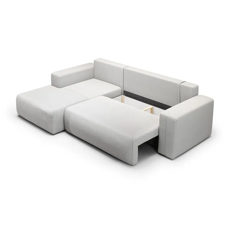 Canapé d'angle convertible gauche 3 places coffre Bliss Gris clair