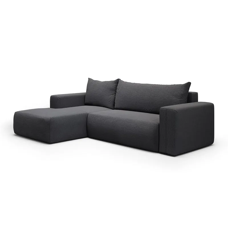 Canapé d'angle convertible gauche 3 places coffre Bliss Gris foncé