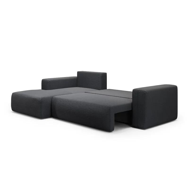 Canapé d'angle convertible gauche 3 places coffre Bliss Gris foncé
