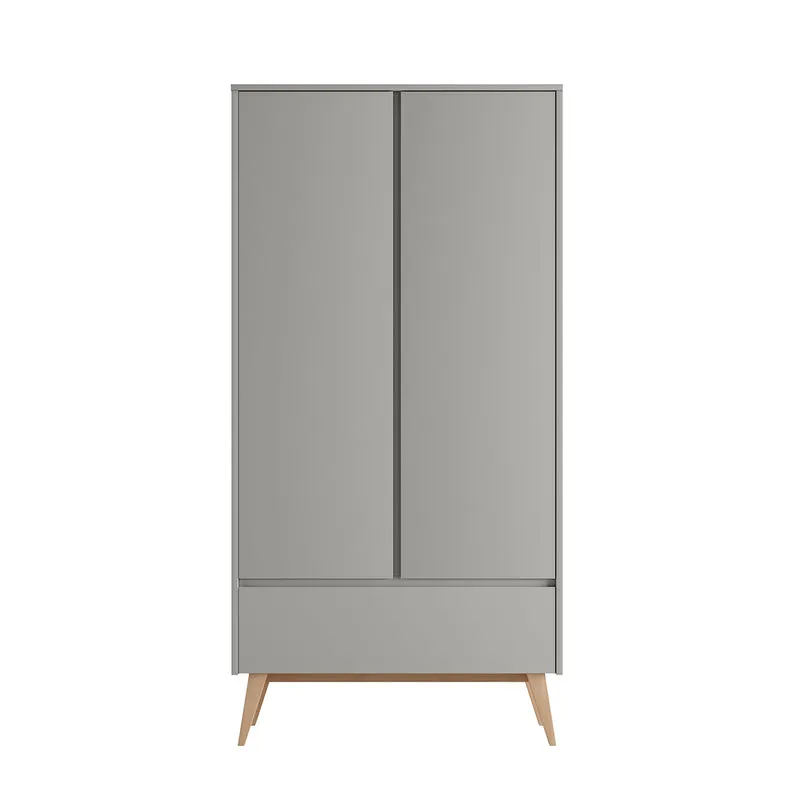 Commode 3 tiroirs et armoire 2 portes Pinio Swing Gris et bois