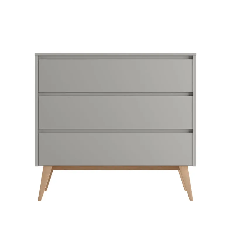 Commode 3 tiroirs Pinio Swing Gris et bois