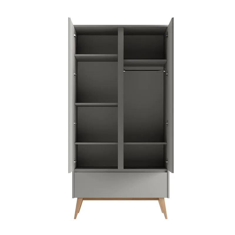 Armoire 2 portes 1 tiroir Pinio Swing Gris et bois