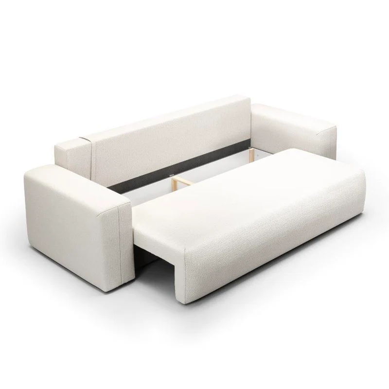 Canapé convertible 3 places coffre Bliss Blanc Cassé