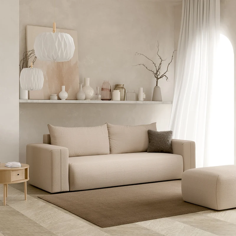 Canapé convertible 3 places coffre Bliss Beige
