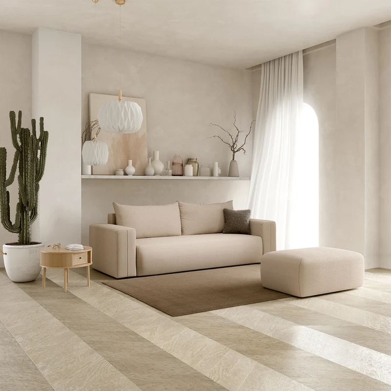 Canapé convertible 3 places coffre Bliss Beige