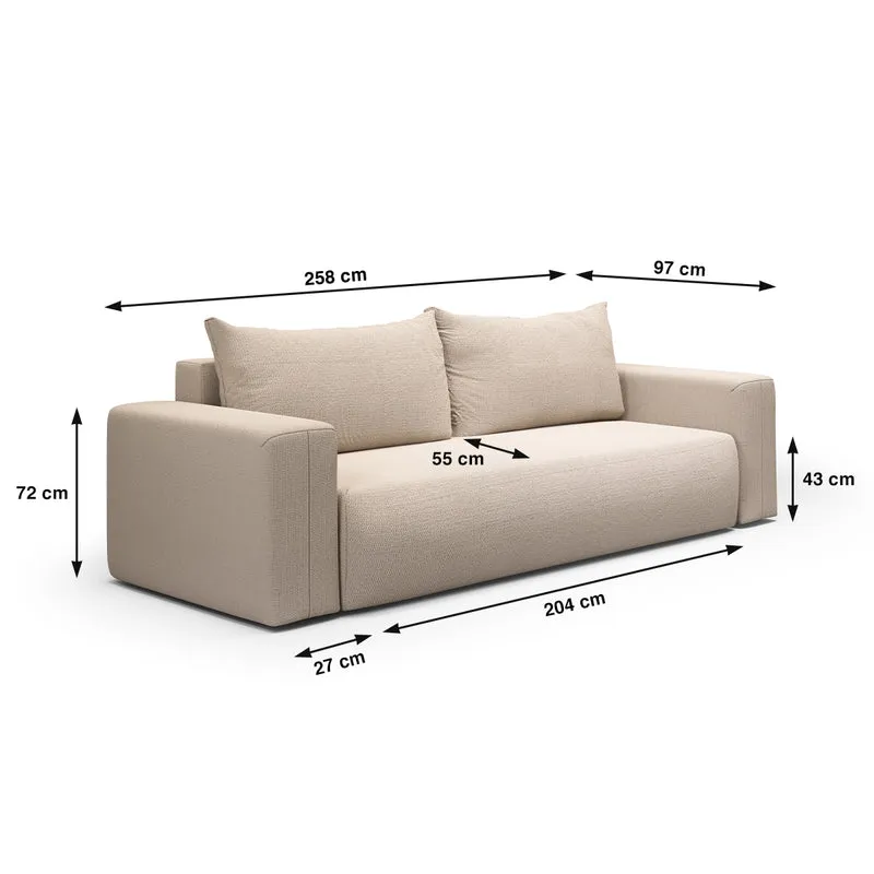 Canapé convertible 3 places coffre Bliss Beige