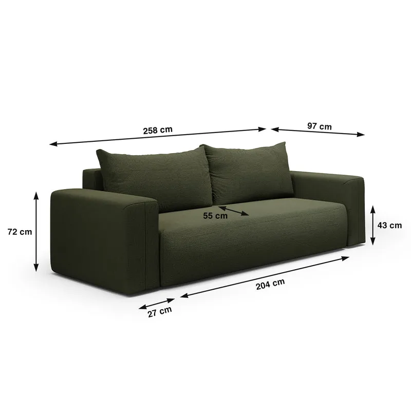 Canapé convertible 3 places coffre Bliss Vert Sapin