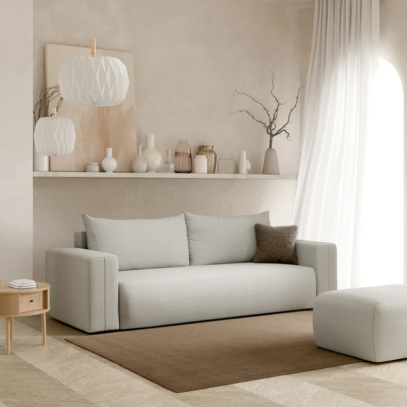 Canapé convertible 3 places coffre Bliss Gris clair